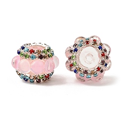 Pink Сверкающие акриловые стразы круглые бусины, cmолой, фокусные бусины для ручек, розовые, 20x14 мм, отверстие : 2.5 мм