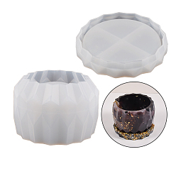 White DIY Silicone Flower Pot Molds, Resin Casting Molds, for UV Resin, Epoxy Resin Craft Making, White, 9.7~9.8x1.7~6.4cm