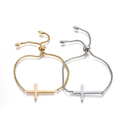 (52) Непрозрачная лаванда Регулируемые браслеты из ползуна из нержавеющей стали 304, Боло браслеты, с коробкой цепей, крестик, разноцветные, 10-3/8 дюйм (26.5 см)