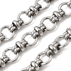 Нержавеющая Сталь Цвет 304 кольцевые цепи из нержавеющей стали, несварные, с катушкой, цвет нержавеющей стали, 12x7.5 мм