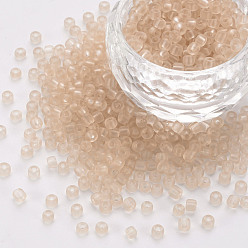 Бланшированный Миндаль 8/0 прозрачное стекло бисер, круглое отверстие, матового цвета, круглые, бланшированный миндаль, 3~4x2~3 мм, отверстие : 0.8 мм, Около 15000 шт / фунт