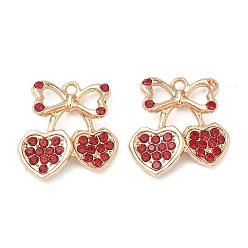 Light Gold Подвески из сплава и страза, черри прелести, золотой свет, 19.5x18.5x4 мм, отверстие : 1.6 мм