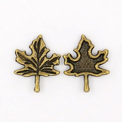 Античная Бронза Осенняя тематика подвески из сплава в тибетском стиле, без кадмия, без никеля и без свинца, кленового листа, античная бронза, 17x14 мм, отверстие : 1.5 мм