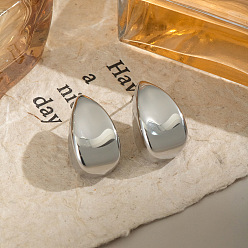 Серебро 304 серьги-гвоздики-капли из нержавеющей стали, серебряные, 25x15 мм