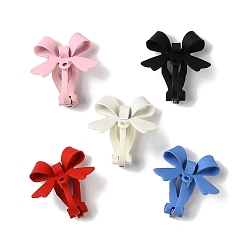 (52) Непрозрачная лаванда Застежки для сережек-клипс из сплава с напылением краски, с петлями, бантом, разноцветные, 17x16x8 мм, отверстие : 1.2 мм