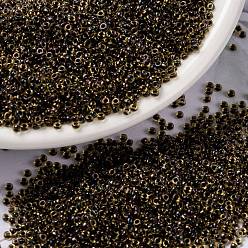 (RR380) Lined Steel Blue Luster Миюки круглые бусины рокайль, японский бисер, (rr 380) облицованная стальным синим блеском, 15/0, 1.5 мм, Отверстие : 0.7 мм , около 27777 шт / 50 г