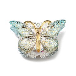 Темно-бирюзовый Бусины со стразами, полимерная глина , бабочка акриловые двухсторонние декоративные бусины, для ювелирных изделий diy, брелки и ручки с бусинами, темные бирюзовый, 26x38x17 мм, отверстие : 1.8 мм