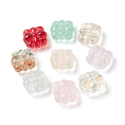 Mixed Color Spray Painted Transparent Glass Beads, Cruciferous, Mixed Color, 15x14x7mm, Hole: 1.2mm