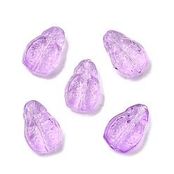 Лиловый Стеклянные бусины, слезинка с цветами, сирень, 16x10.5x5.5 мм, отверстие : 1 мм