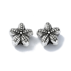 Античное Серебро Сплавочные овальные бусины тибетского стиля , цветок, античное серебро, 7.5x8x5 мм, отверстие : 1.6 мм, Около 675 шт / 500 г