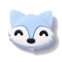 Светло-Голубой Силиконовые фокусные шарики, лиса, Небесно-голубой, 20x23.5x9 мм, отверстие : 3 мм