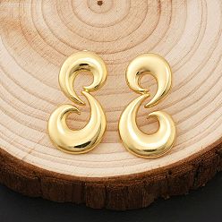 Настоящее золото 18K Латунные серьги-гвоздики в форме двойной луны, стойки покрытие, долговечный, без кадмия и без свинца, реальный 18 k позолоченный, 36x20 мм