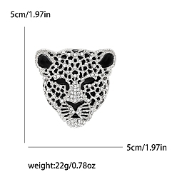 Платина Булавки со стразами в виде головы леопарда, броши из сплава для подарка унисекс, платина, 50x50 мм