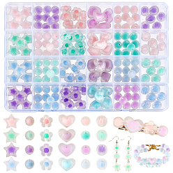 (52) Непрозрачная лаванда Прозрачные акриловые бусины, бусина в бусине, матовые, граненые, разнообразные, разноцветные, 9.5~14x9.5~17x6~11.5 мм, отверстие : 2~2.5 мм