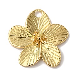 Настоящее золото 18K Стойки обшивки латунные подвески, без кадмия и без свинца, долговечный, цветок, реальный 18 k позолоченный, 28x28x3 мм, отверстие : 3 мм