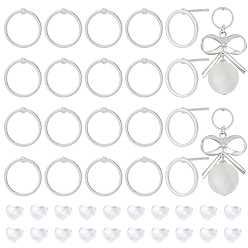 Платина 20 шт. латунные серьги-гвоздики с кольцами, с 30 пластиковыми ушными гайками, платина, 10 мм, штифты : 0.7 мм