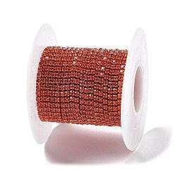 Мандарин Железная цепочка для стеклянной чашки со стразами, с катушкой, мандарин, 2x2~2.5x2 мм, около 16.40 футов (5 м) / рулон