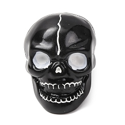 Black Resin Skull Ornaments for DIY Decorations, Halloween Crafts, Black, 39.5x36x41mm