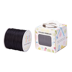 Black Nylon Thread, Rattail Satin Cord, Black, 1.0mm, about 76.55 yards(70m)/roll