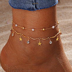 Звезда 2шт. браслеты из сплава со стразами, звезда, 8-1/4 дюйм (210 мм)