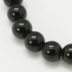 Black Natural Agate Beads Strands, Dyed, Round, Black, 10mm, Hole: 1mm, about 39pcs/strand, 15 inch