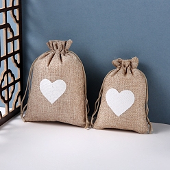 Светло-коричневый Прямоугольные сумки с сердечками из ткани на шнурке, сумка для упаковки подарочных ювелирных изделий из органзы, загар, 18x13 см