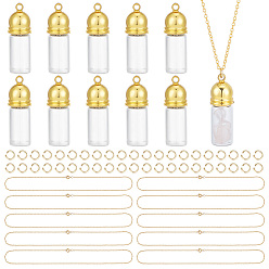 Золотой Наборы для самостоятельного изготовления ожерелья из стеклянной бутылки, в том числе 304 цепочки из нержавеющей стали и открытые соединительные кольца, золотые, стеклянная бутылка: 28x11мм