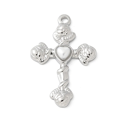 Нержавеющая Сталь Цвет Подвески из бисера, крест прелести, с 304 фурнитурой из нержавеющей стали, цвет нержавеющей стали, 30.5x20x4 мм, отверстие : 2 мм