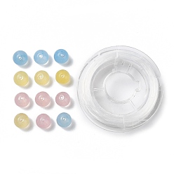 Разноцветный 100 бусины из натурального белого нефрита, круглые, окрашенные, с прочной эластичной бисерной эластичной нитью, плоская кристаллическая цепочка, красочный, 8 мм, отверстие : 1 мм