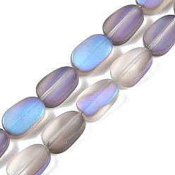 Сланцево-синий Стеклянные бусины с гальваническим покрытием , матовые, овальные, синевато-серый, 14x9x4.5 мм, отверстие : 1 мм, около 50 шт / нитка, 27.17 дюйм (69 см)