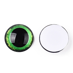 Mittleres Seegrün Glas cabochons, halbrund mit Auge, mittleres Seegrün, 20x6.5 mm