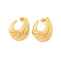 Золотой 304 из нержавеющей стали уха шпильки, серьги-гвоздики для женщин, c-образный, золотые, 25x20 мм
