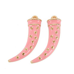 Pink Стойки обшивки сплава эмали подвески, без кадмия, без никеля и без свинца, перец, золотой свет, розовые, 28x19x4 мм, отверстие : 1.5 мм