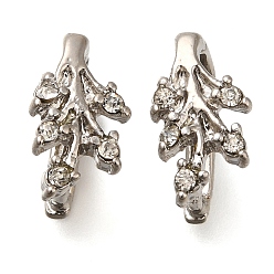 Платина Вакуумное покрытие PVD и долговечная латунь с покрытием и держателями из стразов, Без кадмия, без никеля и свинца, цветок, платина, 13x7 мм, штифты : 1 мм