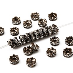 Черный Цвет Металла Латунные хрустальные бусины-разделители из цветка, волнистый край, для браслета ожерелья своими руками изготовление ювелирных изделий аксессуары, металлический черный , 4x2 мм, отверстие : 1 мм