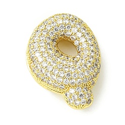 Letter Q Стойки обшивки латунь кубического циркония подвески, без кадмия и без свинца, долговечный, алфавит, Буква Q, 26x19x9 мм, отверстие : 4x2 мм