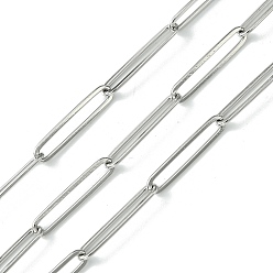 Нержавеющая Сталь Цвет Устойчивые к потускнению 304 прямоугольные звенья цепи из нержавеющей стали, скрепки, пайки, с катушкой, цвет нержавеющей стали, 20x4x1 мм, около 32.81 футов (10 м) / рулон