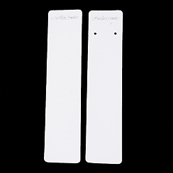 White Paper Display Cards, Used For Necklaces, Rectangle, White, 190x39x0.4mm