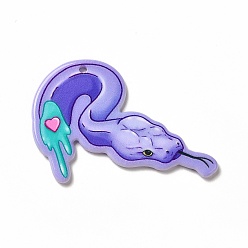 Serpent Pendentifs acryliques imprimés halloween, motif de serpent, 30x43.5x2.3mm, Trou: 1.8mm