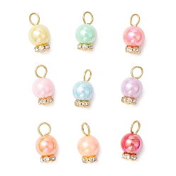 Золотой Непрозрачные акриловые подвески, с железной и латунной фурнитурой, круглые, золотые, 18x9.5 мм, отверстие : 4 мм