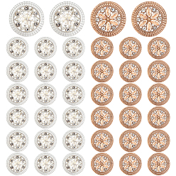 (52) Непрозрачная лаванда 40шт 2 цвета сплава горный хрусталь хвостовик кнопки, 1-луночное, полукруглый с цветком, разноцветные, 21x9 мм, отверстие : 2 мм, 20 шт / цвет