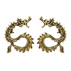Citrine Alloy Rhinestone Cuff Earring, Dragon, Antique Golden, Citrine, 28x21mm