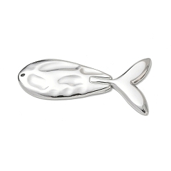 Stainless Steel Color 304 Stainless Steel Big Pendants, Hammered Fish Charms, Stainless Steel Color, 26.5x51x2mm, Hole: 1mm