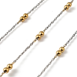 Золотой & Цвет Нержавеющей Стали 304 двойные тросовые цепи из нержавеющей стали, ионное покрытие (ip), пайки, с катушкой, золотые и нержавеющая сталь цвет, 1.6 мм