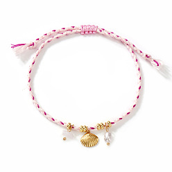 Shell Shape Богемные браслеты из нержавеющей стали с подвесками, с имитацией жемчуга и драгоценных камней, золотые, формы раковины