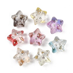 (52) Непрозрачная лаванда Прозрачный бисер cmолой, звезда, со стразами, разноцветные, 20x20.5x16.5 мм, отверстие : 1 мм