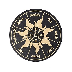 Sol Tapetes de madera tallada, alfombrillas resistentes al calor, tablero del péndulo del tema del tarot, para cocina casera, plano y redondo, patrón de sol, 150x3 mm