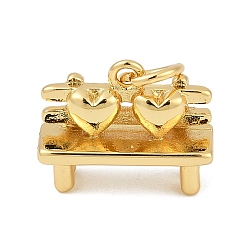 Настоящее золото 18K Латунные подвески, любовные скамейки-талисманы, с целью перехода в кольце, без кадмия и без свинца, стойки покрытие, долговечный, реальный 18 k позолоченный, 10x13.5x4.5 мм, отверстие : 3.2 мм