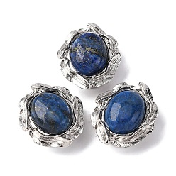 Ляпис-Лазурь Окрашенный натуральный лазурит овальные многорядные звенья, латунные перья обернутые драгоценными камнями ссылки, платина, стойки покрытие, 16x14x7.5 мм, отверстие : 1.5 мм