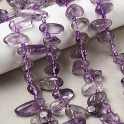 Аметист Природный аметист нитей бисера, Топ пробуренной, самородки, с бисером, 10~27x4~8x7~11 мм, отверстие : 0.9 мм, около 42~43 шт / нитка, 15.35~15.55'' (39~39.5 см)